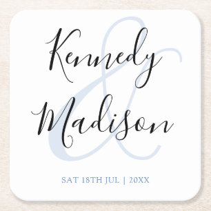 Modern Minimalist ✨💍 Elegant Simple Wedding  Square Paper Coaster