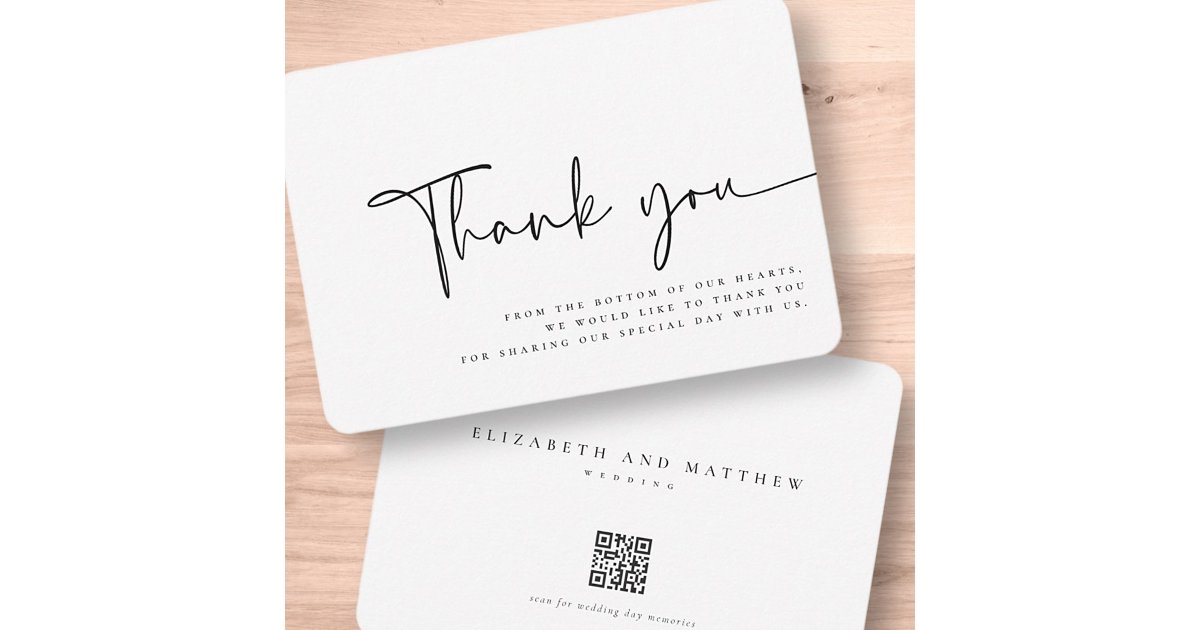 Modern Minimalist Elegant Simple Wedding Thank You Card | Zazzle