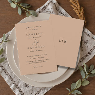 Modern Minimalist Elegant Tan Wedding Invitation