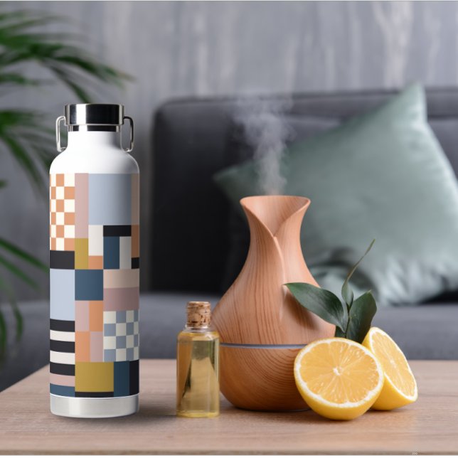Modern Minimalist Elegant Textile Artwork Colourfu Water Bottle (modern personalized colorful art work water bottle)