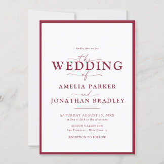 Modern Minimalist Elegant Typography Wedding Invitation