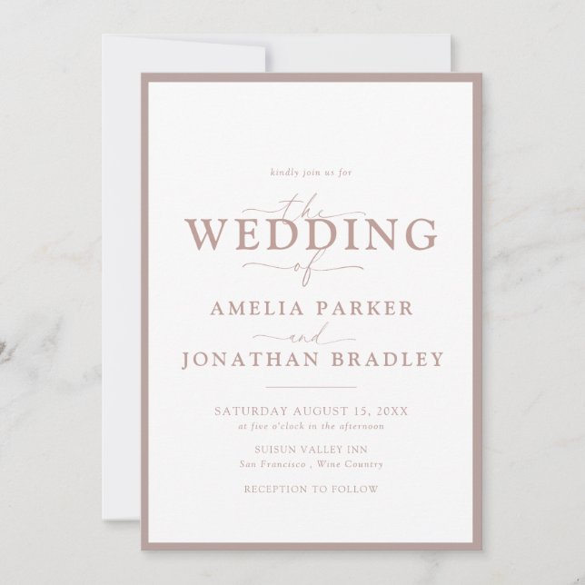 Modern Minimalist Elegant Typography Wedding Invitation (Front)