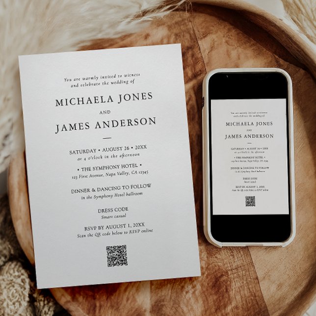 Modern Minimalist Elegant Typography Wedding Invitation (Creator Uploaded)