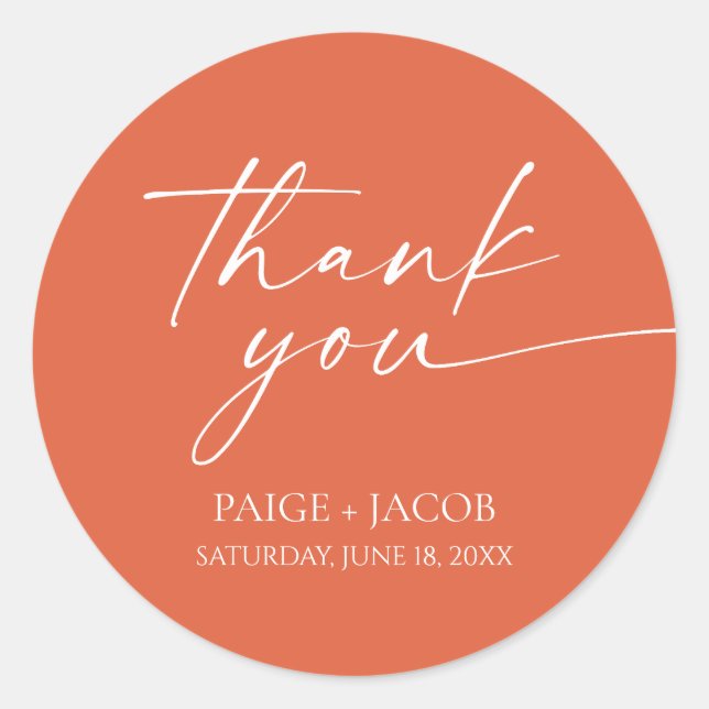 Modern Minimalist Elegant Verona Sunset Wedding Classic Round Sticker (Front)