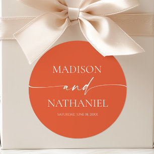 Modern Minimalist Elegant Verona Sunset Wedding Classic Round Sticker