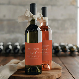 Modern Minimalist Elegant Verona Sunset Wedding Wine Label