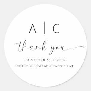 Modern Minimalist Elegant Wedding Classic Round Sticker