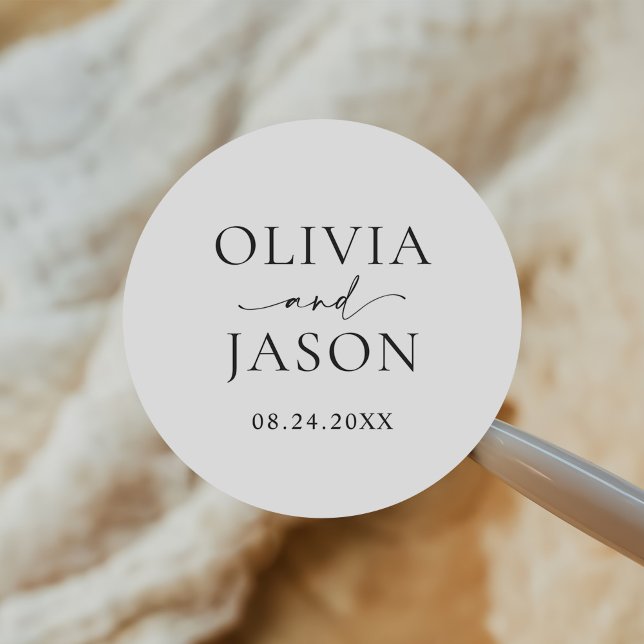 Modern Minimalist Elegant Wedding Classic Round Sticker (Creator Uploaded)