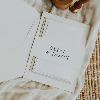 Modern Minimalist Elegant Wedding Invitation Belly Band