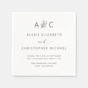 Modern Minimalist Elegant Wedding Napkin
