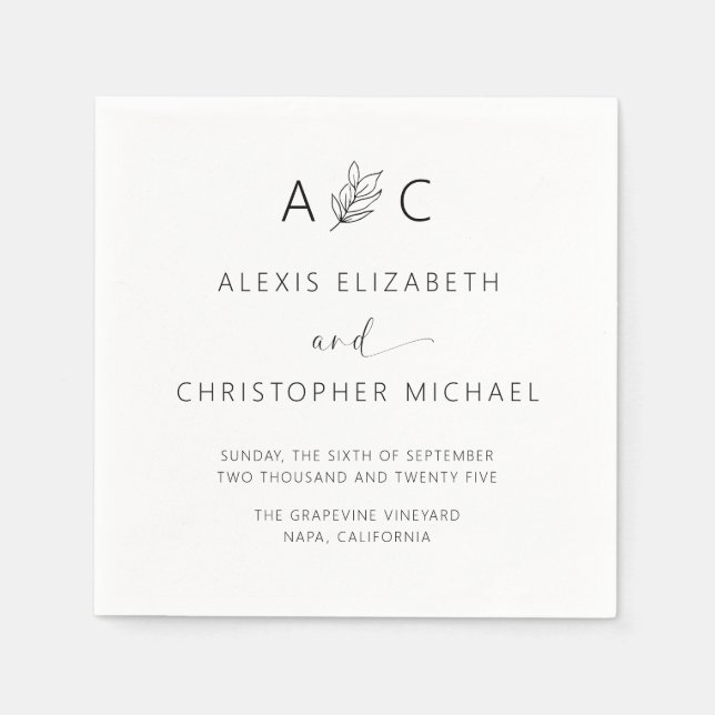 Modern Minimalist Elegant Wedding Napkin (Front)