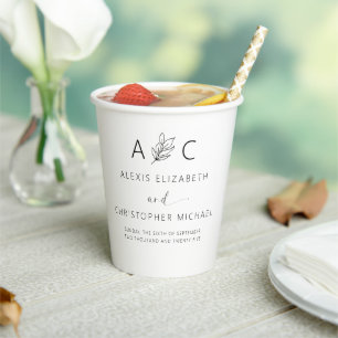 Modern Minimalist Elegant Wedding Paper Cups