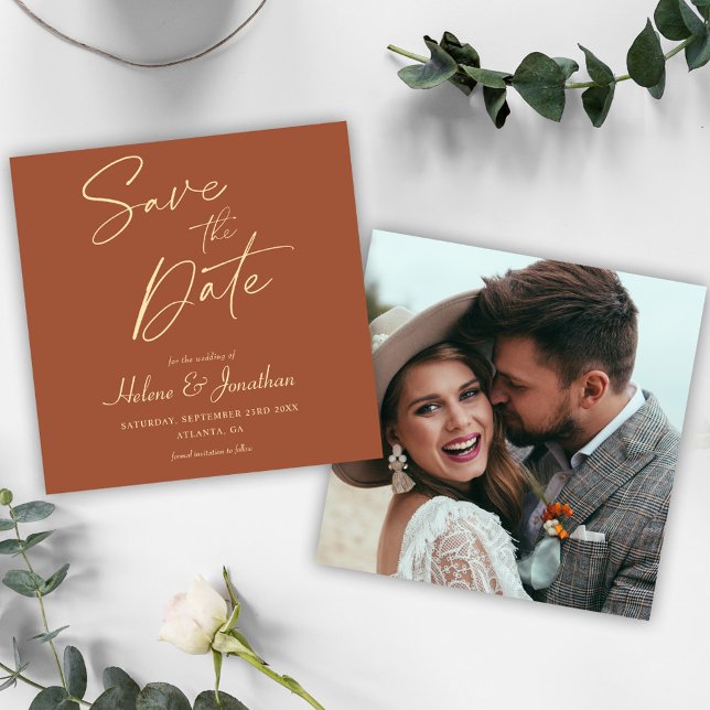 Modern Minimalist Elegant Wedding Photo Save The Date (Modern Minimalist Elegant Wedding Photo Save The Date)