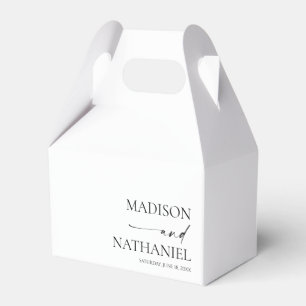 Modern Minimalist Elegant White Black Wedding Favor Box