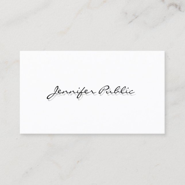Modern Minimalist Elegant White Simple Template Business Card (Front)