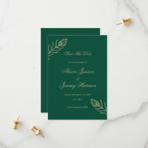 Modern Minimalist Emerald & Gold Botanical Bloom