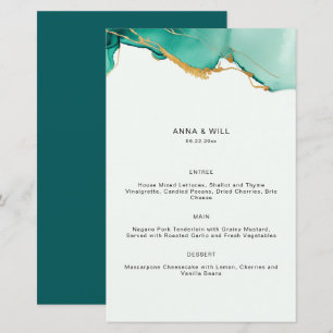 Modern Minimalist Emerald Gold Teal Beach Wedding 