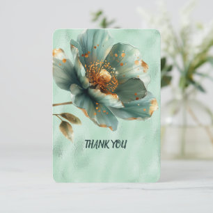 Modern Minimalist Emerald Gold Wedding Thank You