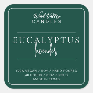 Modern minimalist emerald green candle label