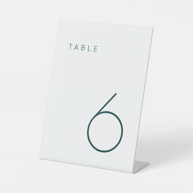 Modern Minimalist Emerald Green Table Number Pedestal Sign (Front)