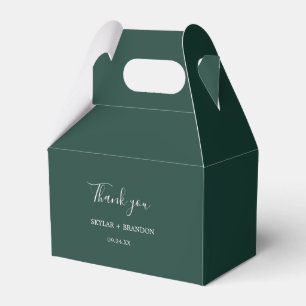 Modern Minimalist Emerald Green Thank You Favor Box