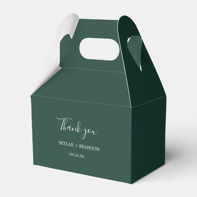 Modern Minimalist Emerald Green Thank You Favor Box (Front Side)