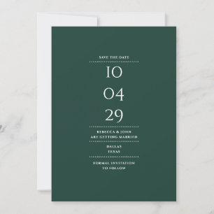 Modern Minimalist Emerald Green Wedding Save The Date