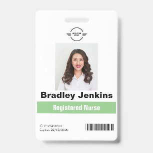 Modern Minimalist Employee Badge nurse blue