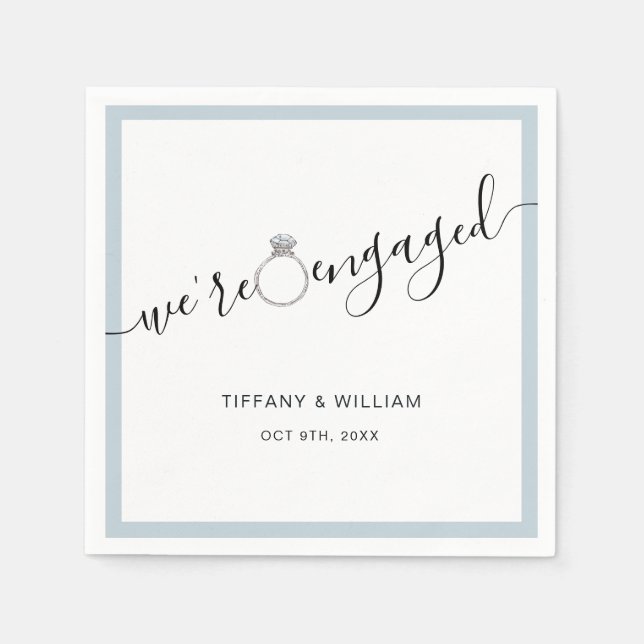 Modern minimalist engagement party napkin (Front)