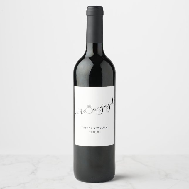Modern minimalist engagement  wine label (Front)