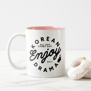 Modern Minimalist Enjoy Korean Drama Lover Two-Tone Coffee Mug