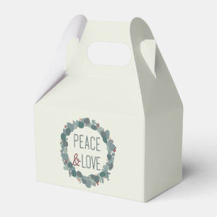 Modern minimalist eucalyptus wreath Peace & Love Favor Box