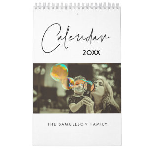 Modern minimalist family calendar 2026