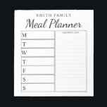 Modern Minimalist Family Meal Planner Notepad<br><div class="desc">Personalized Family Weekly Meal Planner. Create a custom meal planner for your family kitchen. Space to write meal plans for each day of the week. Also add groceries and more to the shopping list organizer. Features modern minimalist black and white design and pretty calligraphy script.</div>