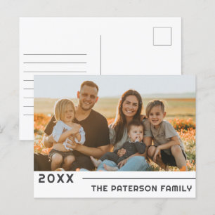Modern Minimalist Family Name Photo Holiday Postcard