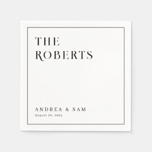 Modern Minimalist Family Name Wedding Napkin