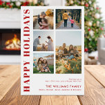 Modern Minimalist Family Photo Collage Holiday Card<br><div class="desc">Happy Holidays! Send your warm wishes to friends and family this Christmas season with a customizable photo collage Christmas card featuring simple modern typography. Personalize by adding your custom photos,  names,  year and other details. This minimal Christmas card is available in other colours and cardstock.</div>