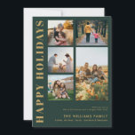 Modern Minimalist Family Photo Collage Holiday Card<br><div class="desc">Happy Holidays! Send your warm wishes to friends and family this Christmas season with a customizable photo collage Christmas card featuring simple modern typography. Personalize by adding your custom photos,  names,  year and other details. This minimal Christmas card is available in other colours and cardstock.</div>