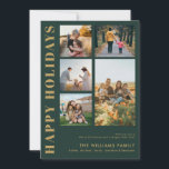 Modern Minimalist Family Photo Collage Holiday Card<br><div class="desc">Happy Holidays! Send your warm wishes to friends and family this Christmas season with a customizable photo collage Christmas card featuring simple modern typography. Personalize by adding your custom photos,  names,  year and other details. This minimal Christmas card is available in other colours and cardstock.</div>