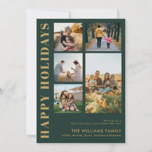 Modern Minimalist Family Photo Collage Holiday Card
