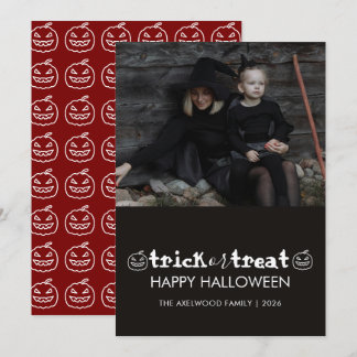 Modern Minimalist Family Photo Halloween Holiday Card