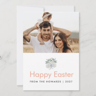 Modern Minimalist Family Photo Happy Easter Holiday Card