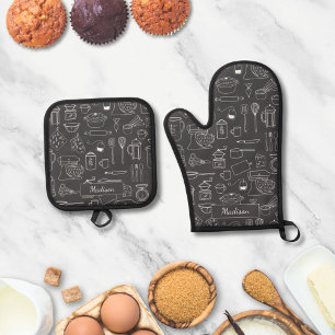 Modern Minimalist Farmhouse Kitchen Utensils Oven Mitt & Pot Holder Set