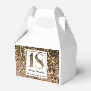 Modern minimalist faux gold glitter 18th birthday favor box