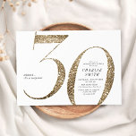 Modern minimalist faux gold glitter 30th birthday invitation<br><div class="desc">Modern minimalist 30th birthday party invitation features stylish faux gold glitter number 30 and your party details in classic serif font,   simple and elegant,  great surprise adult milestone birthday invitation.  
the background colour can be changed to any colour of your choice.</div>