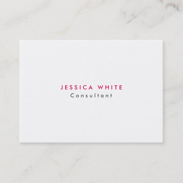 Modern Minimalist Feminine Grey White Business Card (Front)