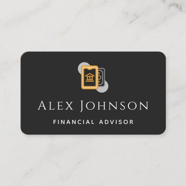 Modern Minimalist Financial Advisor Black & White Business Card (Front)