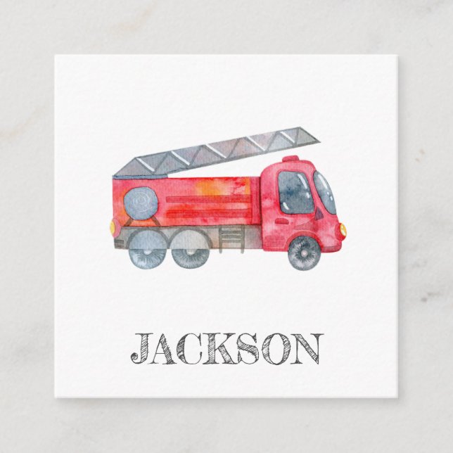 Modern Minimalist Fireman birthday Party Enclosure Card (Front)