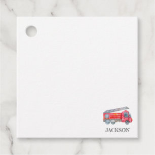 Modern Minimalist Fireman birthday Party Favour Tags