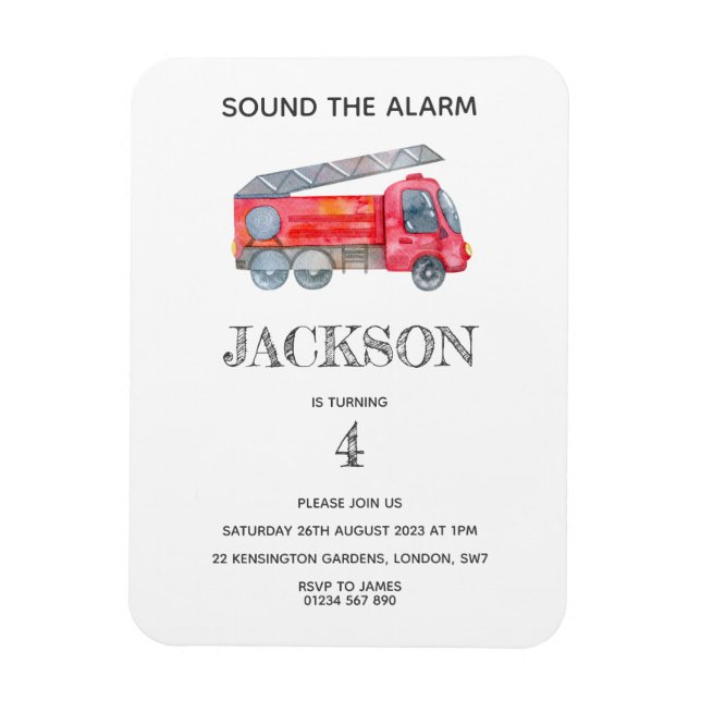 Modern Minimalist Fireman birthday Party Magnet (Vertical)